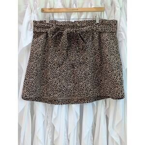 American Eagle Size L Leopard Black /Brown Belted Lined Skirt